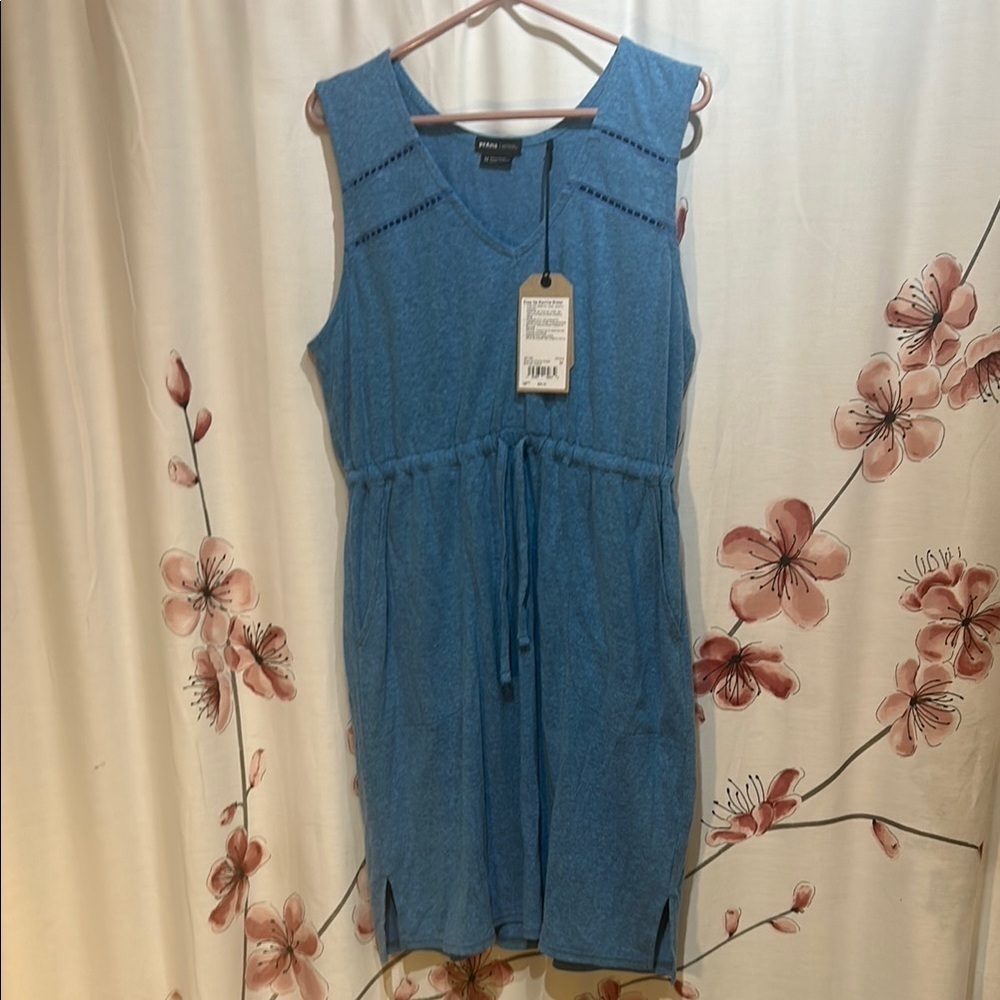 NWT PRANA Blue Hemp Blended Dress Size Medium - Picture 2 of 10